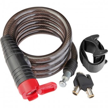 Трос-замок 87202+HL032, 12х1800 мм, с креплением на велосипед, черно-красный Трос-замок 87202+HL032, 12х1800 мм, с креплением на велосипед, черно-красный