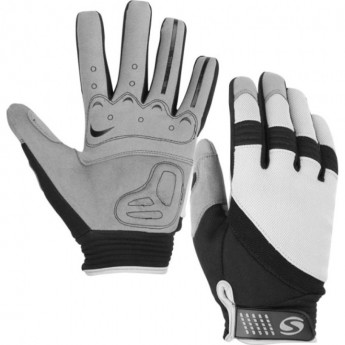 Велоперчатки STELS PDM-361 для MTB полноразмерные серо-чёрные p.M